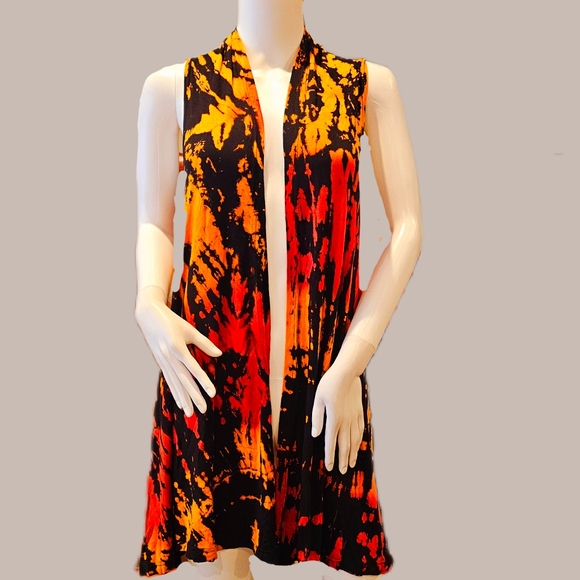 TIE DYE Rayon Stretch Sleeveless Cardigan-**5 Colors Avail.**- New - Picture 6 of 11